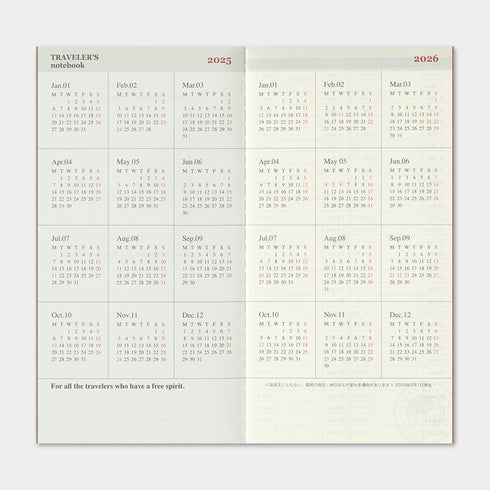 TRAVELER'S notebook - Refill - Diary 2025 Weekly + Memo Second Half