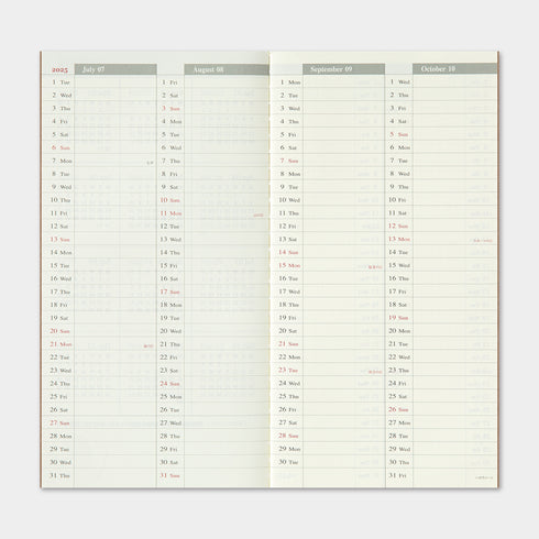 TRAVELER'S notebook - Refill - Diary 2025 Weekly + Memo Second Half