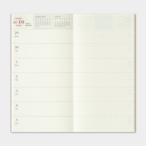 TRAVELER'S notebook - Refill - Diary 2025 Weekly + Memo Second Half