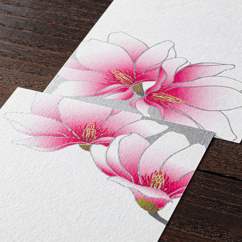 Midori Post Card Pad - Silk-Printing Magnolia Pink