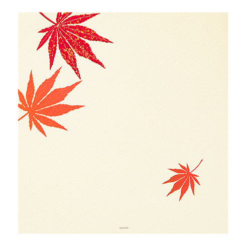Midori Letter Pad - Foil-stamping Maple leaves Red