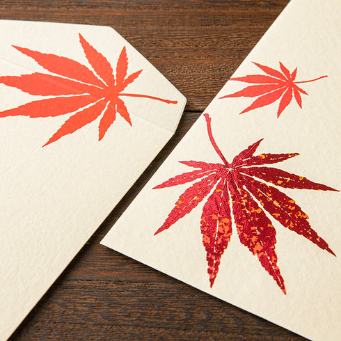 Midori Envelope - Foil-stamping Maple leaves Red