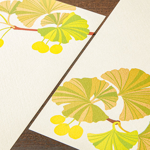 Midori Letter Pad - Silk-printing Ginkgo and Ginkgo nut