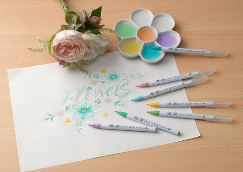 Kuretake ZIG CLEAN COLOR Real Brush Pen - 6 Color Set