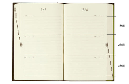 Midori 3 Years Diary - Door Design - Brown